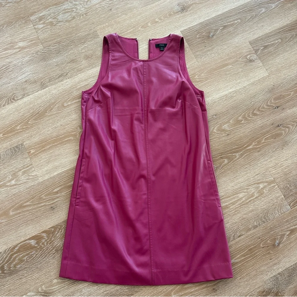 J. Crew Magenta Faux Leather Sheath Dress
